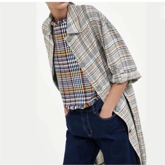 Zara Lightweight Plaid Check Jacket Coat - Picture 2 of 11